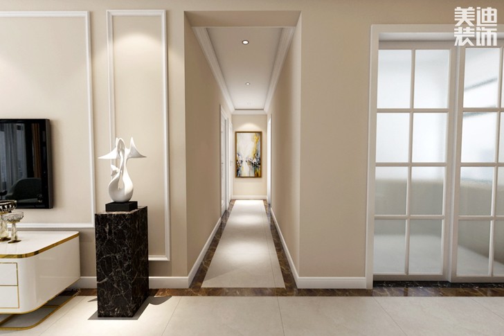 金茂悅82平米簡歐風(fēng)格裝修效果圖--過道
