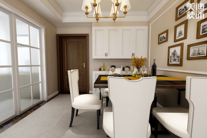 金茂悅82平米簡歐風(fēng)格裝修效果圖--餐廳