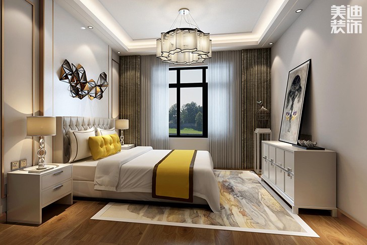 新華聯夢想城109平現代輕奢風裝修案例效果圖--臥室