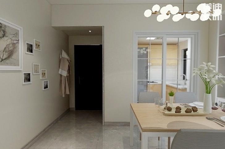 合能洋湖公館86平米現代北歐風格裝修效果圖--餐廳