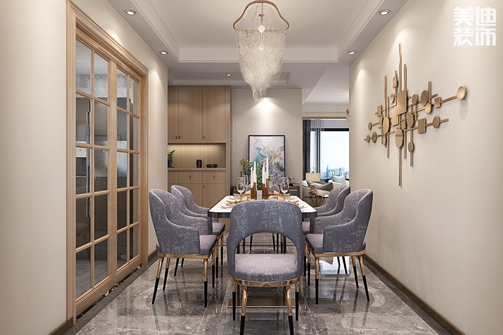 長房云時代120平港式輕奢風裝修案例效果圖--餐廳