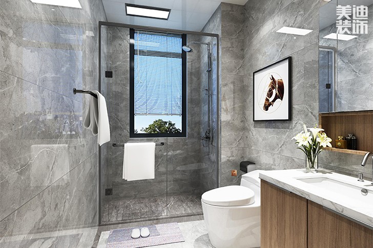 新華聯(lián)夢(mèng)想城109平港式輕奢風(fēng)裝修案例效果圖--衛(wèi)生間