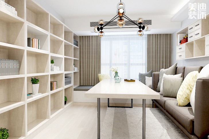 北辰三角洲109平米北歐風格裝修案例效果圖—客廳