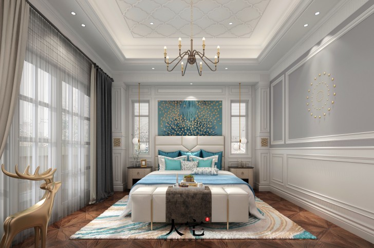 中糧北緯28度1180平米輕奢法式風(fēng)格裝修案例效果圖--臥室
