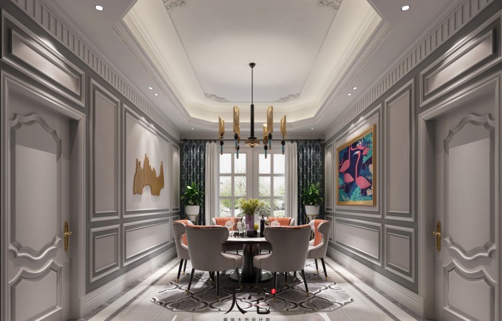 青竹園1000平米法式獨(dú)棟裝修案例效果圖--餐廳