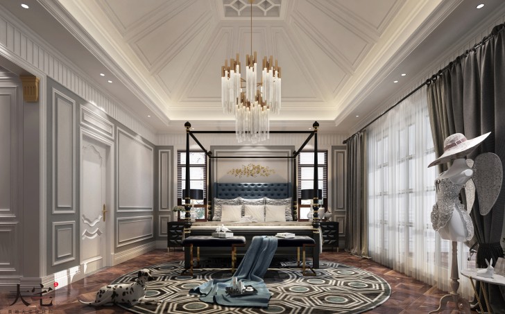 青竹園1000平米法式獨(dú)棟裝修案例效果圖--臥室