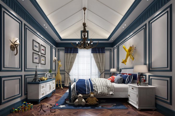 青竹園1000平米法式獨(dú)棟裝修案例效果圖--臥室