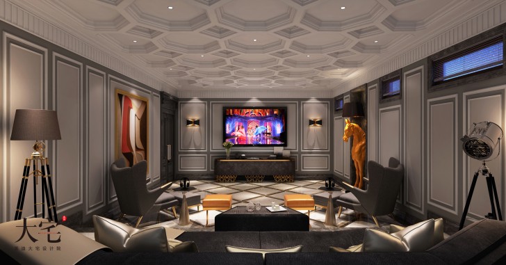 青竹園1000平米法式獨(dú)棟裝修案例效果圖--影音室