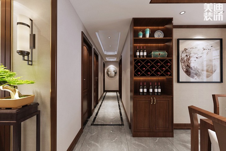 長房云時代130平米新中式風格裝修效果圖--過道