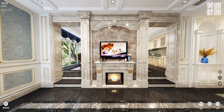 碧桂園-春江翠韻300平米法式風格裝修案例效果圖--電視背景