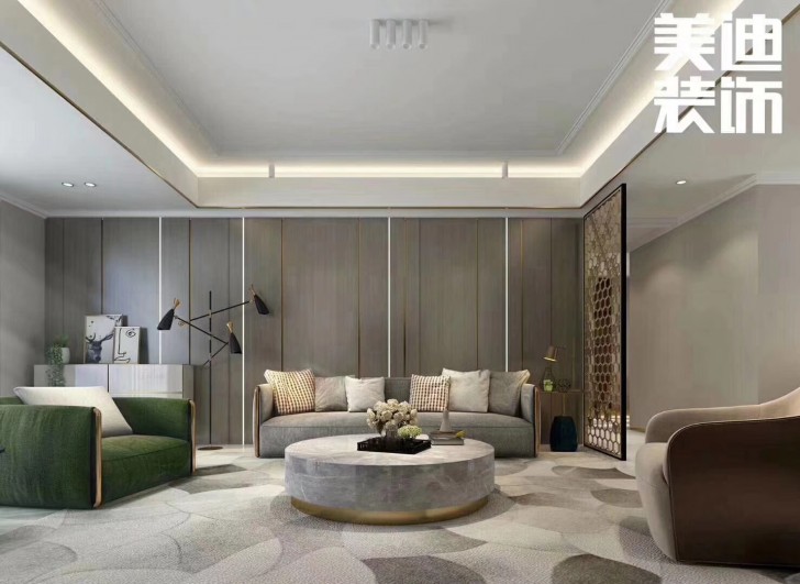 清溪川188平米現代輕奢風格裝修案例效果圖--客廳