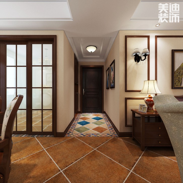 華潤橡樹灣140平米美式風格裝修案例效果圖--過道