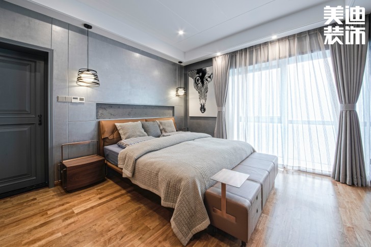 北辰定江洋260㎡現代混搭風格裝修案例實拍圖-臥室