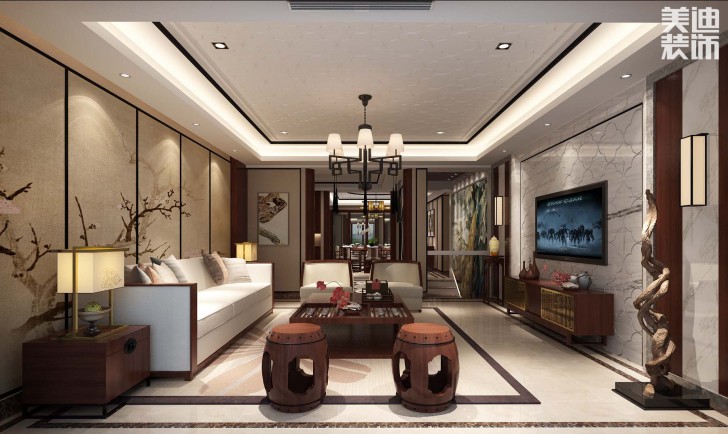 海倫春天460平米中式風格案例效果圖--客廳