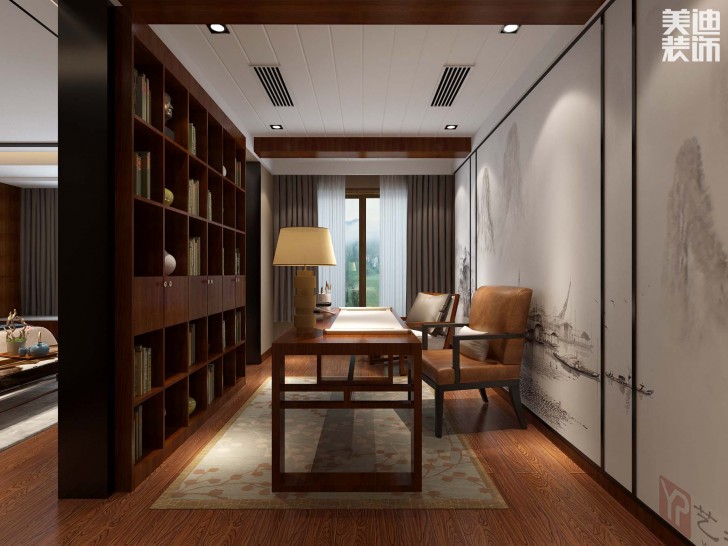 海倫春天460平米中式風格案例效果圖--書房