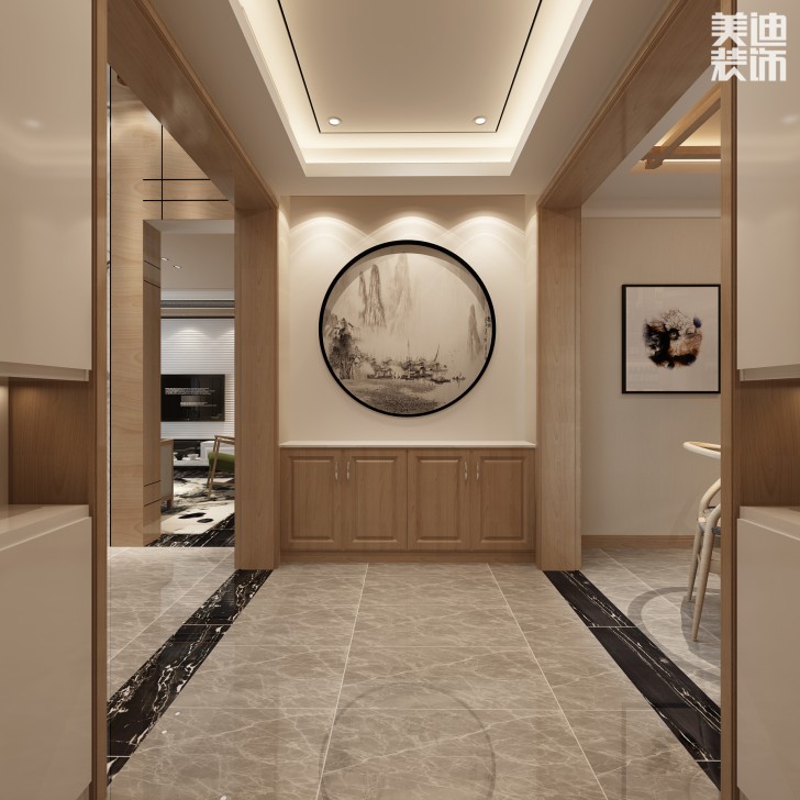 艾美瀟湘220平米新中式風格案例圖--玄關