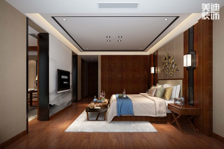 海倫春天460平米中式風格案例效果圖--臥室