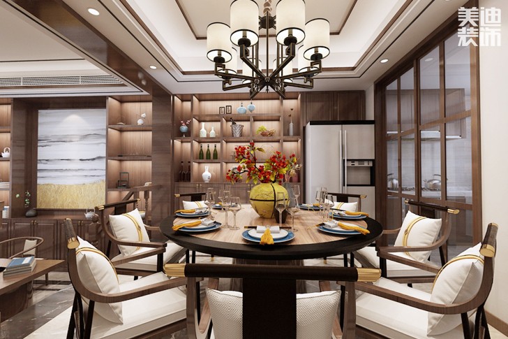 南山蘇迪亞諾500平米新中式風格裝修案例效果圖--餐廳