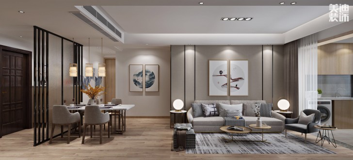 中建嘉和城108平米現代日式風格案例效果圖--客廳