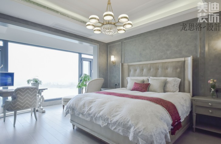 江山一號(hào)200平米灰調(diào)美式風(fēng)格實(shí)拍案例--主臥