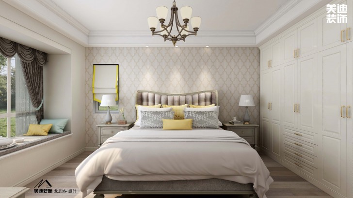 中航城140平米美式風格裝修案例效果圖--臥室