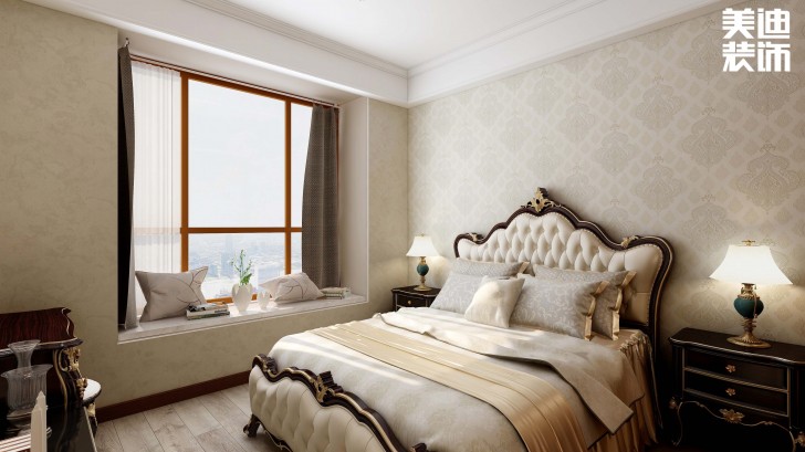 明昇壹城128平方米美式風格案例效果圖--臥室