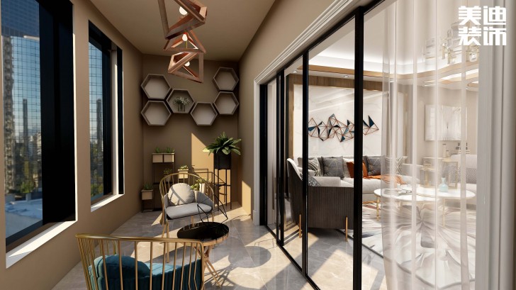 碧桂園觀瀾111平方米現(xiàn)代風(fēng)格案例效果圖--陽臺