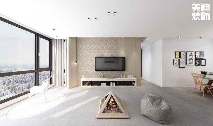 嘉和城138平米北歐極簡風格案例效果圖--客廳