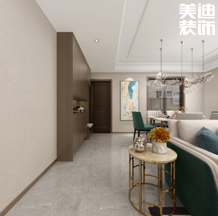 建發悅府130㎡現代風格案例效果圖--客廳