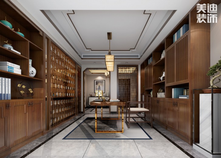 吉首新豪園小區(qū)170平米新中式風(fēng)裝修案例效果圖-茶室