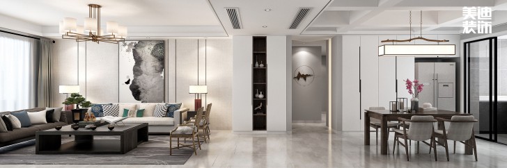 北城三角洲194平方米新中式風格案例效果圖--客廳