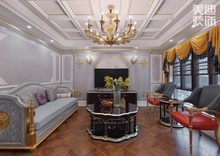 五礦沁園金城300平方米法式風格案例效果圖--客廳