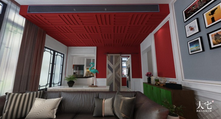 綠城高爾夫小鎮300平方米美式風格案例效果圖-客廳