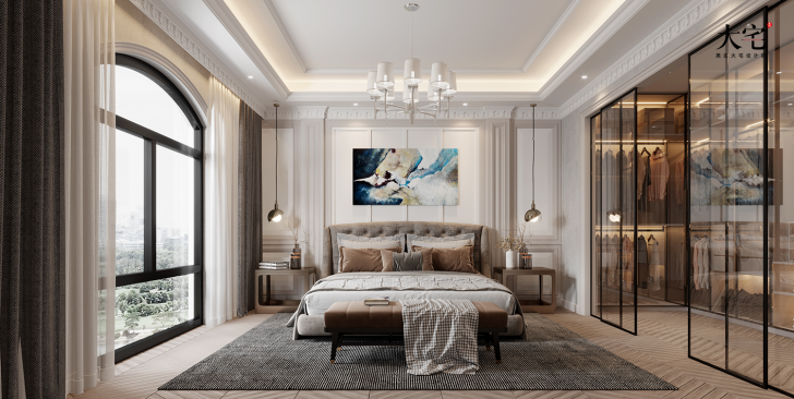 格蘭小鎮430平方米輕奢法式風格案例效果圖-臥室