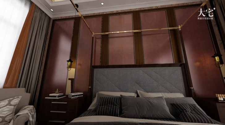 綠城高爾夫小鎮300平方米美式風格案例效果圖-臥室