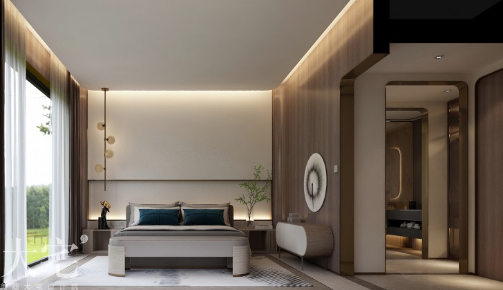 綠城高爾夫小鎮400平方米現代輕奢風格案例效果圖-臥室