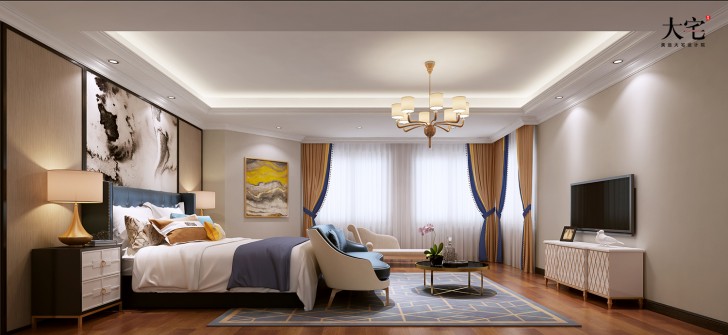 青竹園云樹苑800平方米現代輕奢風格案例效果圖-臥室