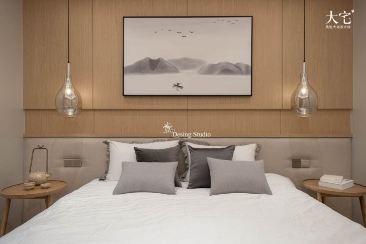 藏瓏390平方米禪意新中式風格案例效果圖-臥室