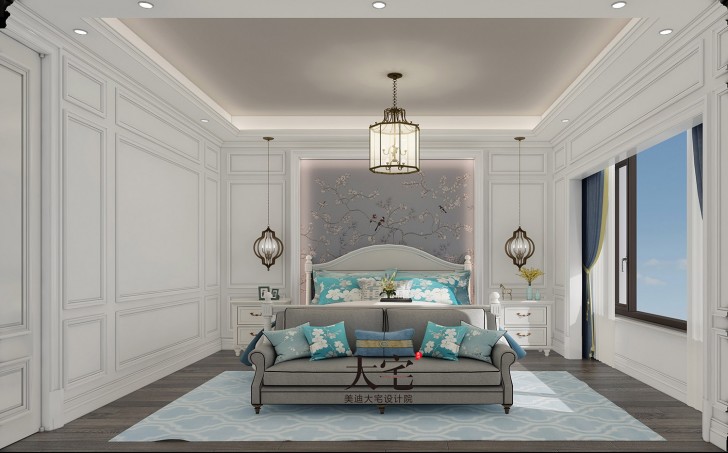 湘江壹號220平方米簡美風格案例效果圖-臥室