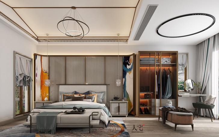龍湖湘風(fēng)原著260平方米簡美風(fēng)格案例效果圖-臥室
