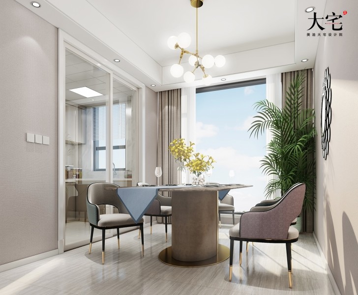 中建信和城140平方米現(xiàn)代輕奢風(fēng)格案例效果圖-餐廳