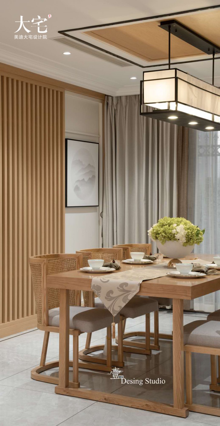 藏瓏390平方米禪意新中式風格案例效果圖-餐廳