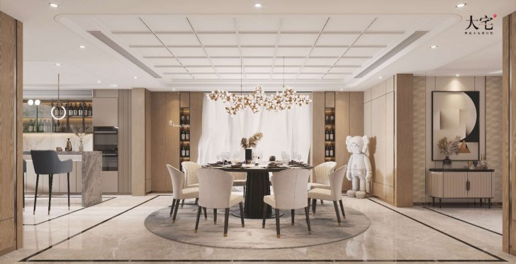 龍湖湘風(fēng)原著1248平方米現(xiàn)代輕奢風(fēng)格案例效果圖-餐廳