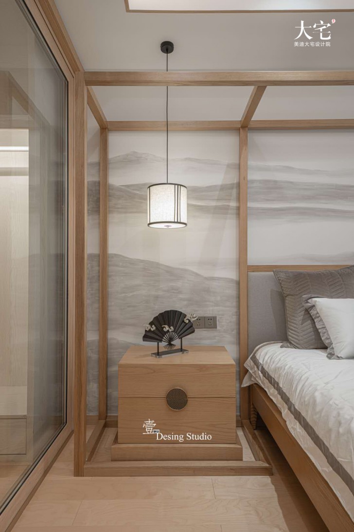 藏瓏390平方米禪意新中式風格案例效果圖-臥室