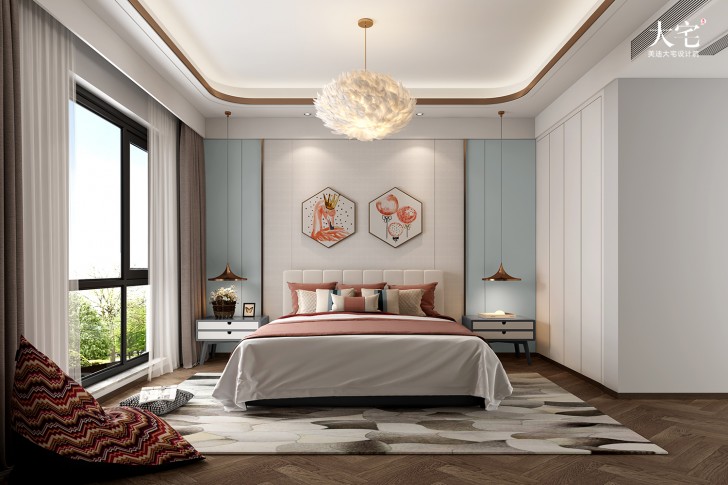 橘郡禮頓山620平方米中式風格案例效果圖-臥室
