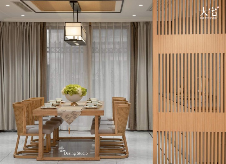 藏瓏390平方米禪意新中式風格案例效果圖-餐廳