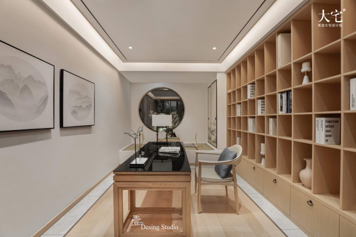 藏瓏390平方米禪意新中式風格案例效果圖-茶室