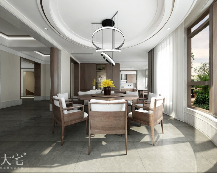 提亞納灣700平方米新中式風(fēng)格案例效果圖-餐廳