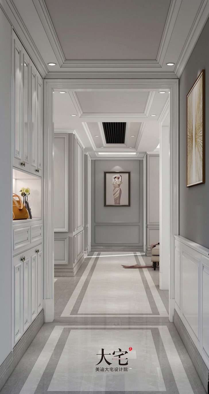 湘江壹號220平方米簡美風格案例效果圖-過道