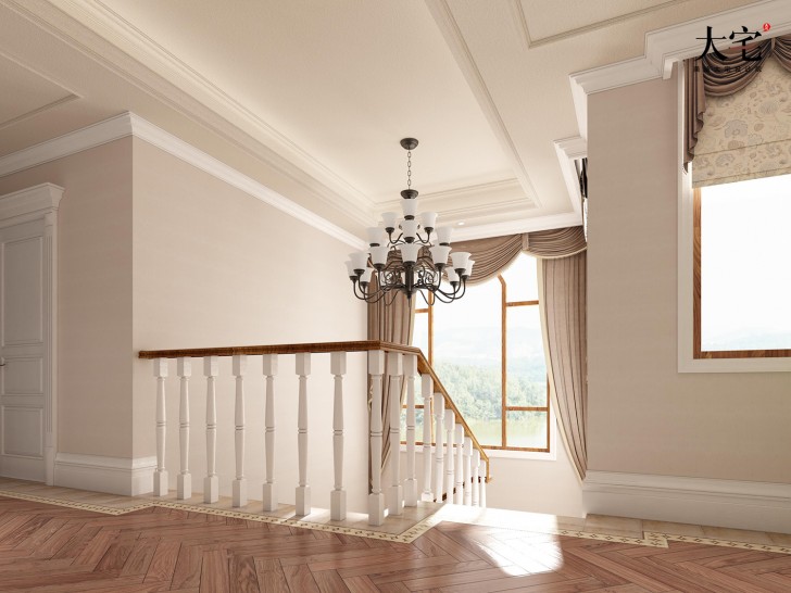 昆侖和府1300平方米美式風格案例效果圖-過道